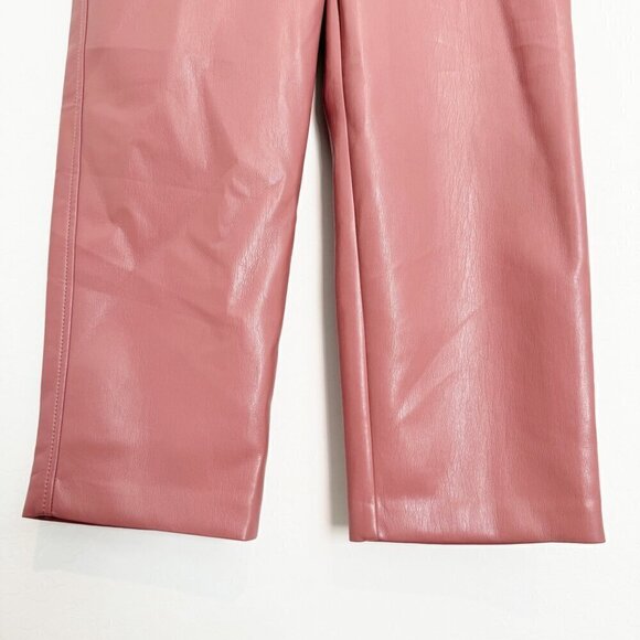 Babaton Aritzia Faux Leather Command Trouser Pants Straight Leg Mid Rise Size 2 - Picture 5 of 11